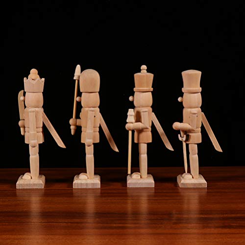 ABOOFAN 6Pcs Christmas Wooden Unfinished Nutcracker Figurines DIY Blank Unpainted Nutcracker Puppet Walnut Soldier Ornament Decoration