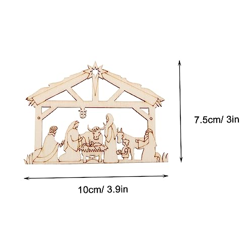 SEWACC 20Pcs Nativity Craft Wood Blank Cutouts Wood Craft Decoration Wall Decorative Patches DIY Wood Crafts Ornament Blank Wood Slices Christmas SEWACC