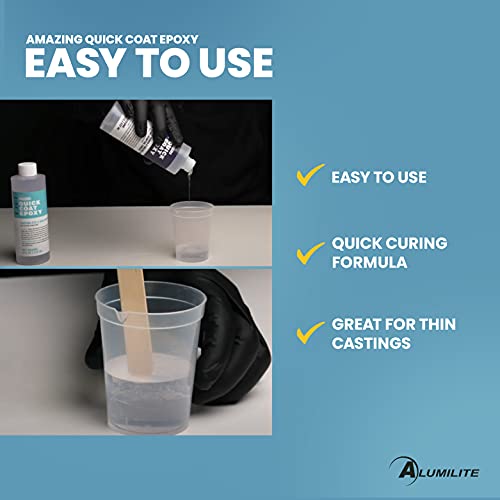 Alumilite Amazing Quick Coat Epoxy [0.5 gal A + 0.5 gal B(1 Gallon) 2 Part Kit] High Gloss Coating, Crystal Clear Casting & Fast Dry Formula for Alumilite