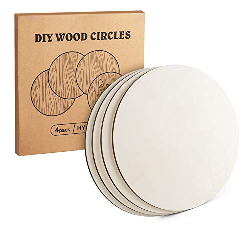 ilauke 14 Inch Wood Circles for Crafts, 4Pcs Blank Wooden Rounds Discs, 1/4 Inch Thick Wood Rounds for Crafts, Door Hangers, Wood Signs, Painting, ilauke