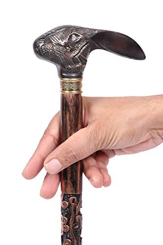 Sunrise Wood STORE'S Rabbit Head Steampunk Walking Stick Victorian Handmade Cane Wooden Walking Stick WoodArtSupply