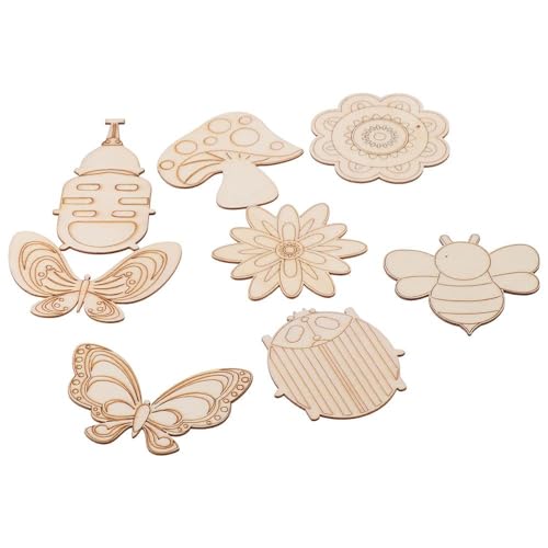 hobbyhub 30Pcs Animal and Plants Unfinished Wooden Slices,Butterfly Flower Bee Shape Blank Wood Paint Cutouts Ornaments for DIY Paint Crafts,Home - WoodArtSupply