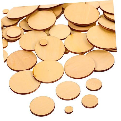COHEALI 100Pcs Wooden Cutout Wood Circles with Holes Graffiti Chips Blank Decorate Wooden Wood Carving Hollow Out Wafer Crafts Wood Round Wood COHEALI