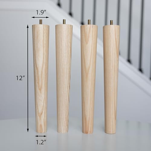 Ash Wood Furniture Legs - Premium Mid Century Legs for Sofa, Chair, Table, Dresser, Bed, Cabinet, Ottoman - Our Wooden Legs Are Easy To Install & Airy Abode