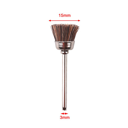 ATOPLEE Soft Nylon Bristle Brushes Cup Brush Set,20pcs Cleaning Polishing Accessories 3mm(1/8 Inch) Shank for Rotary Drill Tool (Horse Hair,15mm)