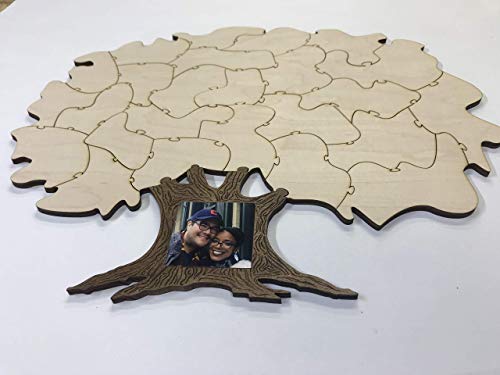 25pc DIY Blank Wooden Tree Puzzle Guest Book Alternative | Add Your Own Personalization - WoodArtSupply