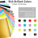 16 Pack Permanent Vinyl Bundle - Self Adhesive Vinyl Sheets for Cricut, Permanent Outdoor Vinyl Sheets for Home Decal, Mug, Ceramics,DIY Craft Lya Vinyl