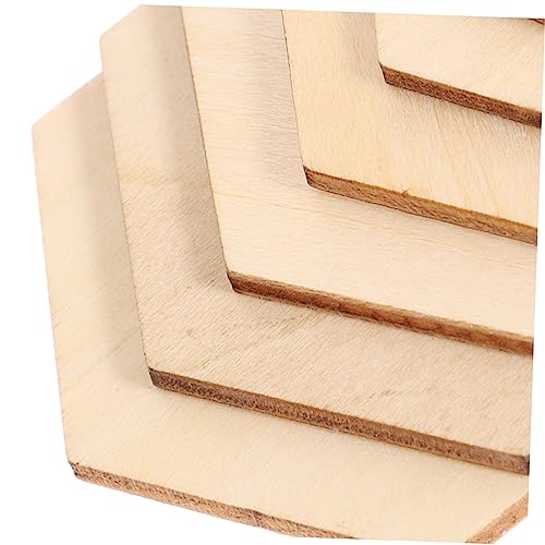 VILLCASE 50PC Wooden Hexagon Block DIY Crafts Decorations Wood chip Ornaments Wooden Hexagon Slices Unfinished Wood Hexagon Unfinished Wood Shape VILLCASE