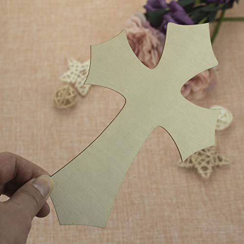 Creaides Wooden Cross DIY Crafts Cutouts Cross Shaped Unfinished Wood Slices Embellishments Ornaments for DIY Projects Halloween Christmas Party - WoodArtSupply