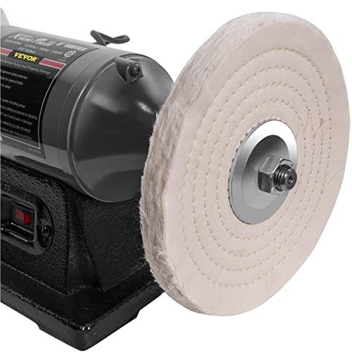 VEVOR Bench Buffer Polisher, 8 inch Buffing Machine 370W Motor with 3600 RPM, Heavy Duty Benchtop Lathe Polishing Machine for Jewelry, Wood, Silver, VEVOR