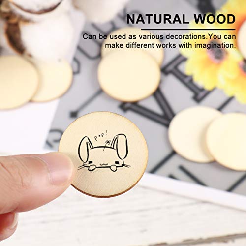 SEWACC Unfinished Wood Circle 100pcs 32mm Wooden Discs Round Wooden Pieces Wooden Cutouts Ornaments DIY Crafts for Art Crafts Project Home - WoodArtSupply