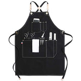 Jeanerlor Work Apron Waxed Canvas Stylist Apron with Pockets Water-Resistant Tool Aprons for Women Cross Back Straps Adjustable S-M（Black） Jeanerlor