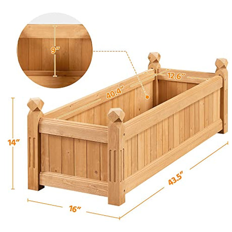 Yaheetech 43.5″ L×16″ W×14″ H Wooden Raised Garden Bed, Horticulture Wood Rectangular Garden Planter Outdoor, Raised Planter Box for Yaheetech