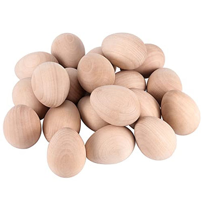 ZOENHOU 40 PCS 2.4 x 1.8 Inch Wooden Easter Eggs to Paint, Quality Unfinished Wooden Easter Eggs, Unpainted Wooden Eggs Fake Wood Craft Eggs for