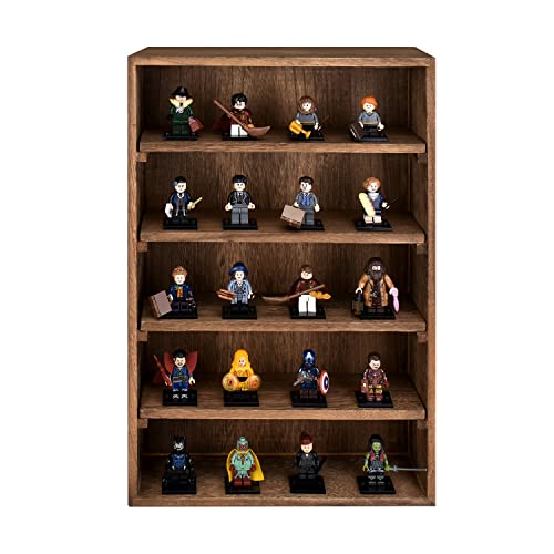 Ikee Design Wooden Wall-Mounted Display Shelves Rack for Collectibles-Figures,Shot Glasses,Spice Can,Cosmetics or Perfume-5 Adjustable Height Ikee Design