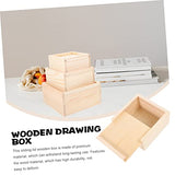 SEWACC 3pcs Box Wooden Drawer Miniture Decoration Woodsy Decor Retro Decor Rustic Case Wooden Unfinished Jewelry Organizer for Drawer Unfinished Wood SEWACC