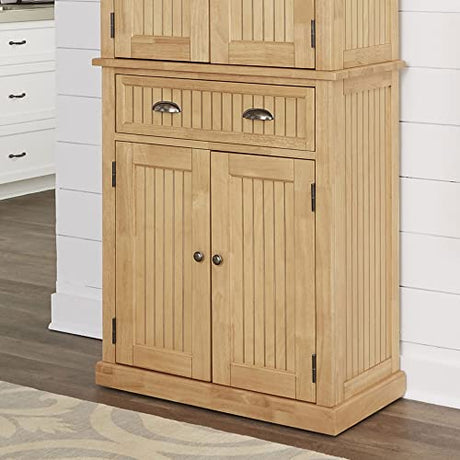 Homestyles Nantucket Storage Cabinet Kitchen Pantry with Drawers and Adjustable Shelves, 71.5 Inch Height, Natural Brown Maple Finish homestyles