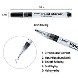 White Paint Pen, 8 Pack 0.7mm Acrylic Paint Pens with 2 White 2 Black 2 Gold 2 Silver Paint Pen Permanent Marker for Wood Rock Fabric Metal Plastic TZARROT