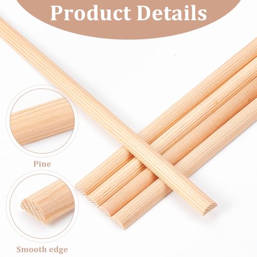 OLYCRAFT 30Pcs 5.9 Inch Wooden Dowel Rods 7x3.5mm Half Round Dowel Rods Unfinished Wood Craft Sticks Arch Wood Dowel Rods Half Round Craft Sticks for OLYCRAFT
