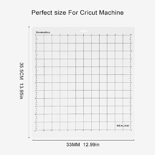 REALIKE StandardGrip Cutting Mat for Cricut Maker 3/Maker/Explore 3/Air 2/Air/One, 2 Pack 12x12 Inch Transparent Standard Grip Adhesive Sticky REALIKE