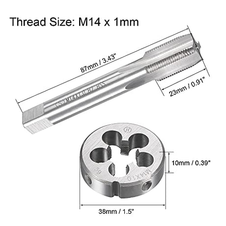 uxcell M14 x 1mm Metric Tap and Die Set, Machine Thread Screw Tap with Round Threading Die, Tap & Die Kit for Nut Screw Bolt Thread Repair uxcell