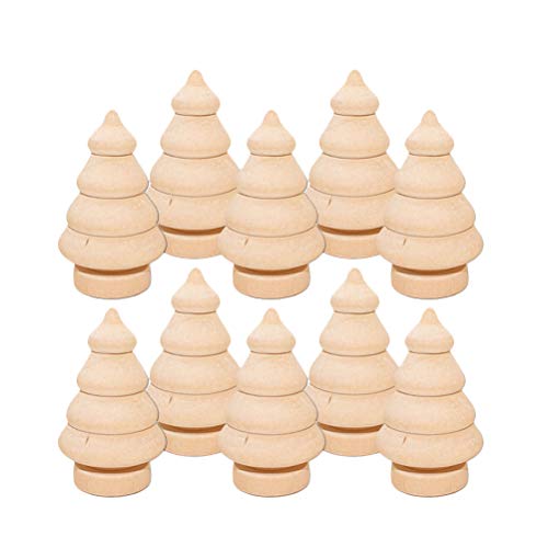 Abaodam 20 Pcs Mini Christmas Tree Wooden Unfinished Doll DIY Crafts Handmade Wood Peg Doll Home Decoration Ornament Abaodam
