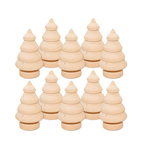 Abaodam 20 Pcs Mini Christmas Tree Wooden Unfinished Doll DIY Crafts Handmade Wood Peg Doll Home Decoration Ornament Abaodam