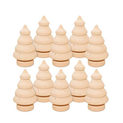 Abaodam 20 Pcs Mini Christmas Tree Wooden Unfinished Doll DIY Crafts Handmade Wood Peg Doll Home Decoration Ornament