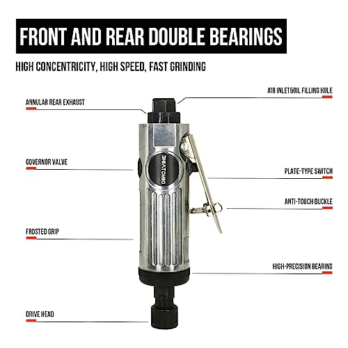 DINGTAIHE 1/4Inch Air Die Grinder, Straight Grinder, Pneumatic Air Die Grinder Heavy Duty Industrial Polisher Grinding Cleaning Tool DINGTAIHE
