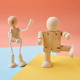 Craftdady 10pcs Unfinished Wooden Robot Bodies Joint Adjustable Wood Figures Peg Dolls for DIY Art Crafts Painting Party Home Decor 2 Styles Craftdady