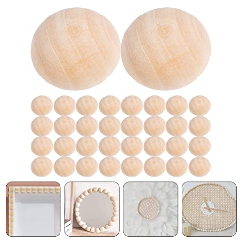 Milisten 200Pcs Half Round Wooden Beads Unfinished Wood Christmas Beads Half Beads Half Craft Balls Wood Half Balls Wooden Half Sphere Wooden Beads - WoodArtSupply