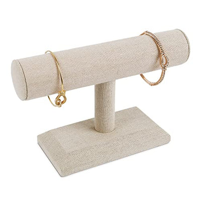 MOOCA Linen Covered Wood Jewelry Display, Jewelry Stand, Perfect for Bracelet Bangle Watch for Home Organization, Store, Tradeshow and Showcase, 7