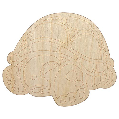 Shy Turtle Hiding in Shell Unfinished Wood Shape Piece Cutout for DIY Craft Projects - 1/8 Inch Thick - 6.25 Inch Size Sniggle Sloth