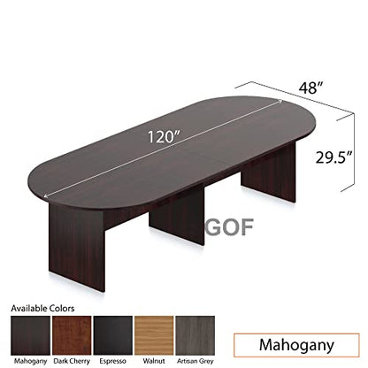 GOF 6FT, 8FT, 10FT Conference Table & Chairs (G11343B) Set, Dark Cherry, Espresso, Mahogany, Walnut, Artisan Grey (10ft Table Only, Mahogany) - WoodArtSupply