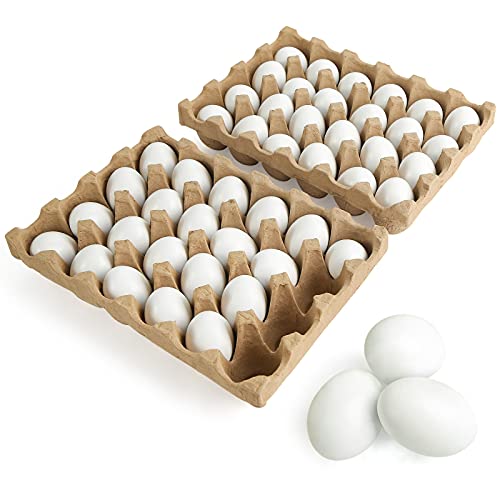 SallyFashion 48 Pcs White Wooden Eggs Fake Eggs Easter Eggs for Children DIY Game,Kitchen Craft Adornment,Toy Foods - WoodArtSupply