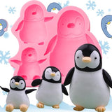 ICNYEKl Luxury Large Penguin Silicone Molds,Penguin Family Cake Decoration Fondant Mold,for Cupcake Toppers Chocolate Muffins Flower Paste Marzipan ICNYEKl
