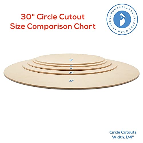 Wood Circles 30 inch, 1/4 Inch Thick, Birch Plywood Discs, Pack of 1 Unfinished Wood Circles for Crafts, Wood Rounds by Woodpeckers