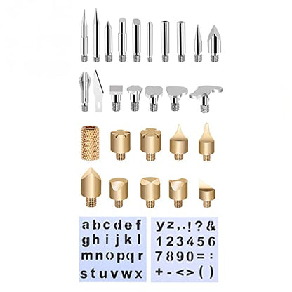 Chironal 28pc Wood Burning Pen Tips With Stencil Set Soldering Iron Working Carving Burner For Working Tools - WoodArtSupply