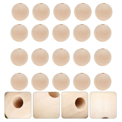 Tofficu 50 Pcs 16MM Wood Beads, Wooden Beads for Crafts Unfinished Wood Beads Bulk Wooden Beads for DIY Craft Painting Carving