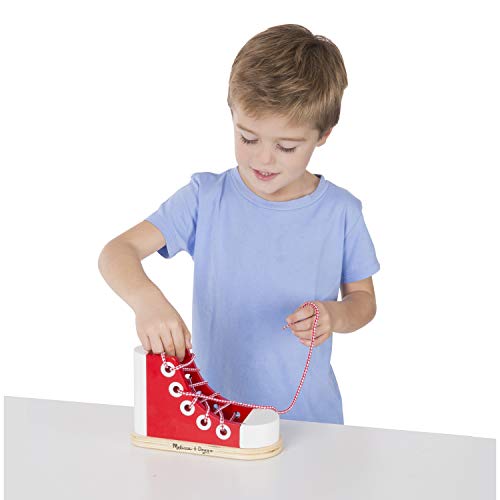 Melissa & Doug Deluxe Wood Lacing Sneaker - Learn to Tie a Shoe Educational Toy - Shoe Tying Practice For Kids, Developmental Toys For Preschoolers Melissa & Doug