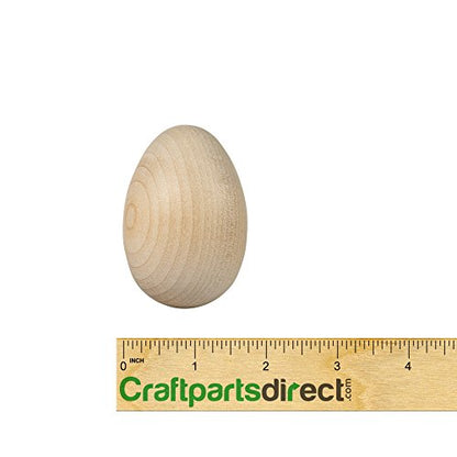 2-1/2 inch Wooden Hen Eggs | Easter Egg Hunt & Decorations | Ready to Craft Unfinished Wood Eggs | Flat Bottom -by CraftpartsDirect.com | Bag of 6 - WoodArtSupply