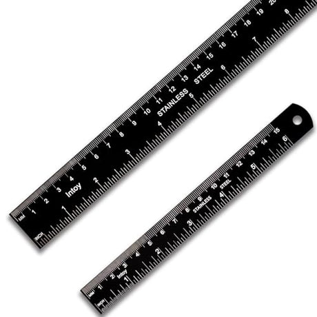 Zotemo Metal Ruler Kit 12 Inch and 6 Inch, Stainless Steel Rulers with Centimeters, Inches and Conversion Table for Office and School, 2 Pack Zotemo