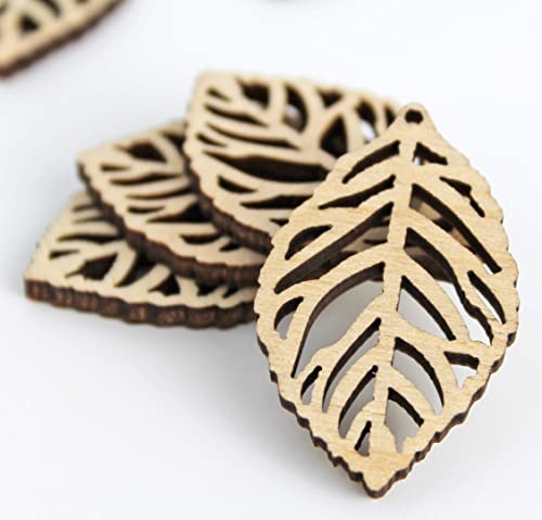 ALL SIZES BULK (12pc to 100pc) Unfinished Wood Wooden Laser Cutout Leaf Leaves Dangle Earring Jewelry Blanks Shape Crafts Made in Texas Texan Wood Crafts