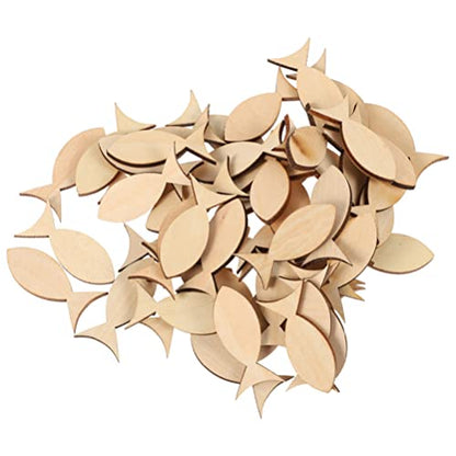 SEWACC 200pcs Unfinished Wood Fish Shapes Blank Wood Fish Cutouts Slices Pieces Tags Signs Embellishments for DIY Painting Crafts Hanging Decorations