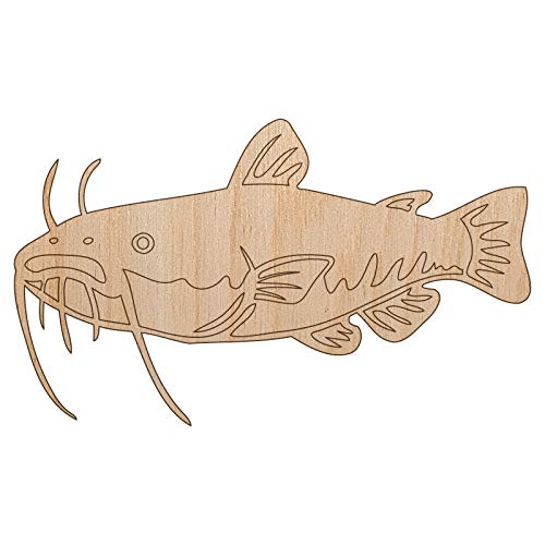 Freshwater Catfish Fish Fishing Unfinished Wood Shape Piece Cutout for DIY Craft Projects - 1/4 Inch Thick - 6.25 Inch Size Sniggle Sloth