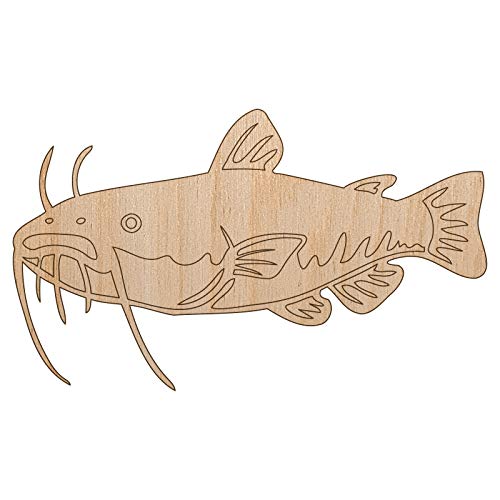 Freshwater Catfish Fish Fishing Unfinished Wood Shape Piece Cutout for DIY Craft Projects - 1/4 Inch Thick - 6.25 Inch Size - WoodArtSupply