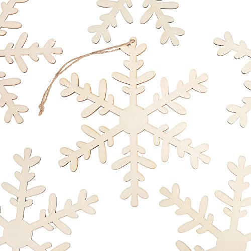 Group of 6 Unfinished Wood Snowflake Ornaments by Factory Direct Craft - Snowflake Wood Cutouts for Christmas Decorating and Holiday Displays (7-1/4 Factory Direct Craft