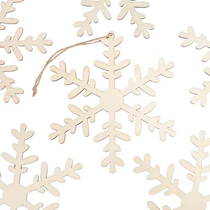 Group of 6 Unfinished Wood Snowflake Ornaments by Factory Direct Craft - Snowflake Wood Cutouts for Christmas Decorating and Holiday Displays (7-1/4