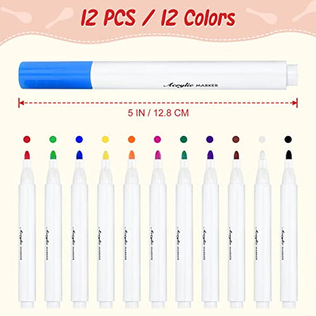 Morcheiong 12Pcs DIY Mini Wooden Maracas for Kids with 12Pcs Acrylic Paint Pens Morcheiong