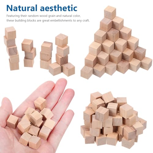 STOBOK Wooden Cubes 400pcs Small Wood Blocks 0.4 Inch Unfinished Craft Square Blocks for DIY Crafts Alphabet Blocks Puzzles Making Number Cubes STOBOK